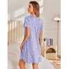 Ekouaer Nightgowns for Women Pleated Sleep Shirts Short Sleeve Night Shirts(Floral Purple)