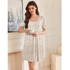 Ekouaer Nightgowns for Women Pleated Sleep Shirts Short Sleeve Night Shirts(Floral Yellow)