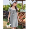 Ekouaer Nightgowns for Women Pleated Sleep Shirts Short Sleeve Night Shirts(Gray Floral)
