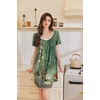 Ekouaer Nightgowns for Women Pleated Sleep Shirts Short Sleeve Night Shirts(Green Blossom)