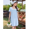 Ekouaer Nightgowns for Women Pleated Sleep Shirts Short Sleeve Night Shirts(Light Blue)