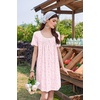 Ekouaer Nightgowns for Women Pleated Sleep Shirts Short Sleeve Night Shirts(Pink Petal Whisper)