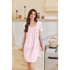Ekouaer Nightgowns for Women Pleated Sleep Shirts Short Sleeve Night Shirts(Pink Petal Whisper)