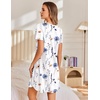 Ekouaer Nightgowns for Women Pleated Sleep Shirts Short Sleeve Night Shirts(White Flower)