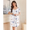 Ekouaer Nightgowns for Women Pleated Sleep Shirts Short Sleeve Night Shirts(White Flower)