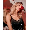 Ekouaer Nightgowns for Women Sleeveless Nighty Sexy Sleep Dress Chemise(Black Sakura)