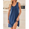 Ekouaer Nightgowns for Women Sleeveless Sleep Shirt Tank V Neck Night Gown(Blue)