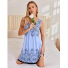 Ekouaer Nightgowns for Women Sleeveless Sleep Shirt Tank V Neck Night Gown(Dusty Blue Print)