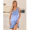 Ekouaer Nightgowns for Women Sleeveless Sleep Shirt Tank V Neck Night Gown(Dusty Blue Print)