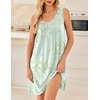 Ekouaer Nightgowns for Women Sleeveless Sleep Shirt Tank V Neck Night Gown(Floral Light Green)