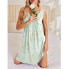 Ekouaer Nightgowns for Women Sleeveless Sleep Shirt Tank V Neck Night Gown(Floral Light Green)