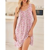 Ekouaer Nightgowns for Women Sleeveless Sleep Shirt Tank V Neck Night Gown(Floral Pink)