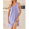 Ekouaer Nightgowns for Women Sleeveless Sleep Shirt Tank V Neck Night Gown(Floral Purple)