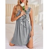 Ekouaer Nightgowns for Women Sleeveless Sleep Shirt Tank V Neck Night Gown(Gray Floral)