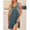 Ekouaer Nightgowns for Women Sleeveless Sleep Shirt Tank V Neck Night Gown(Sage Green Floral)