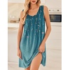 Ekouaer Nightgowns for Women Sleeveless Sleep Shirt Tank V Neck Night Gown(Sparkling Branches)