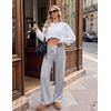 Ekouaer Pajama Pants Women 2026 Soft Pj Bottom Wide Leg Lounge Sleep Pants(Light Grey)