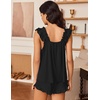 Ekouaer Pajama for Women Set 2 Piece Ruffle Pjs Soft Tank Top and Shorts(Black)