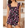 Ekouaer Pajama for Women Set 2 Piece Ruffle Pjs Soft Tank Top and Shorts(Black Pink Hearts)