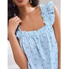 Ekouaer Pajama for Women Set 2 Piece Ruffle Pjs Soft Tank Top and Shorts(Blue Bow Stripes)