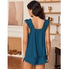 Ekouaer Pajama for Women Set 2 Piece Ruffle Pjs Soft Tank Top and Shorts(Blue Green)