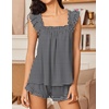 Ekouaer Pajama for Women Set 2 Piece Ruffle Pjs Soft Tank Top and Shorts(Gingham Black)