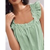 Ekouaer Pajama for Women Set 2 Piece Ruffle Pjs Soft Tank Top and Shorts(Gingham Green)