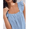Ekouaer Pajama for Women Set 2 Piece Ruffle Pjs Soft Tank Top and Shorts(Gingham Light Blue)
