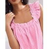 Ekouaer Pajama for Women Set 2 Piece Ruffle Pjs Soft Tank Top and Shorts(Gingham Light Pink)