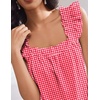 Ekouaer Pajama for Women Set 2 Piece Ruffle Pjs Soft Tank Top and Shorts(Gingham Red)