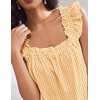Ekouaer Pajama for Women Set 2 Piece Ruffle Pjs Soft Tank Top and Shorts(Gingham Yellow)