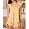 Ekouaer Pajama for Women Set 2 Piece Ruffle Pjs Soft Tank Top and Shorts(Gingham Yellow)