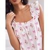 Ekouaer Pajama for Women Set 2 Piece Ruffle Pjs Soft Tank Top and Shorts(Hearts and Bouquets)