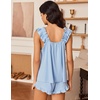 Ekouaer Pajama for Women Set 2 Piece Ruffle Pjs Soft Tank Top and Shorts(Light Blue)
