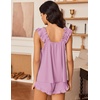 Ekouaer Pajama for Women Set 2 Piece Ruffle Pjs Soft Tank Top and Shorts(Light Purple)