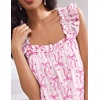 Ekouaer Pajama for Women Set 2 Piece Ruffle Pjs Soft Tank Top and Shorts(Pink Stripe Bow)