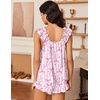 Ekouaer Pajama for Women Set 2 Piece Ruffle Pjs Soft Tank Top and Shorts(Pink Stripe Bow)
