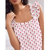 Ekouaer Pajama for Women Set 2 Piece Ruffle Pjs Soft Tank Top and Shorts(Rose Red Flowers)