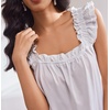 Ekouaer Pajama for Women Set 2 Piece Ruffle Pjs Soft Tank Top and Shorts(White)