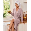 Ekouaer Robes for Women Long Knit Bathrobe Soft Lightweight Kimono Robes(1-pink)