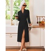 Ekouaer Robes for Women Long Knit Bathrobe Soft Lightweight Kimono Robes(Black)