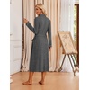 Ekouaer Robes for Women Long Knit Bathrobe Soft Lightweight Kimono Robes(Dark Grey)
