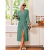Ekouaer Robes for Women Long Knit Bathrobe Soft Lightweight Kimono Robes(Green)