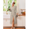 Ekouaer Robes for Women Long Knit Bathrobe Soft Lightweight Kimono Robes(Khaki)