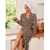 Ekouaer Robes for Women Long Knit Bathrobe Soft Lightweight Kimono Robes(Leopard)