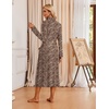 Ekouaer Robes for Women Long Knit Bathrobe Soft Lightweight Kimono Robes(Leopard)
