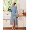 Ekouaer Robes for Women Long Knit Bathrobe Soft Lightweight Kimono Robes(Light Blue)
