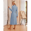 Ekouaer Robes for Women Long Knit Bathrobe Soft Lightweight Kimono Robes(Light Blue)