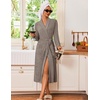 Ekouaer Robes for Women Long Knit Bathrobe Soft Lightweight Kimono Robes(Light Brown)