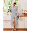 Ekouaer Robes for Women Long Knit Bathrobe Soft Lightweight Kimono Robes(Light Heather Gray)